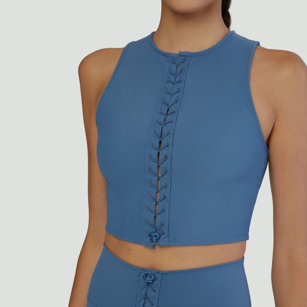 NWT IVL Lace Up Tank | 10 | Coronet Blue